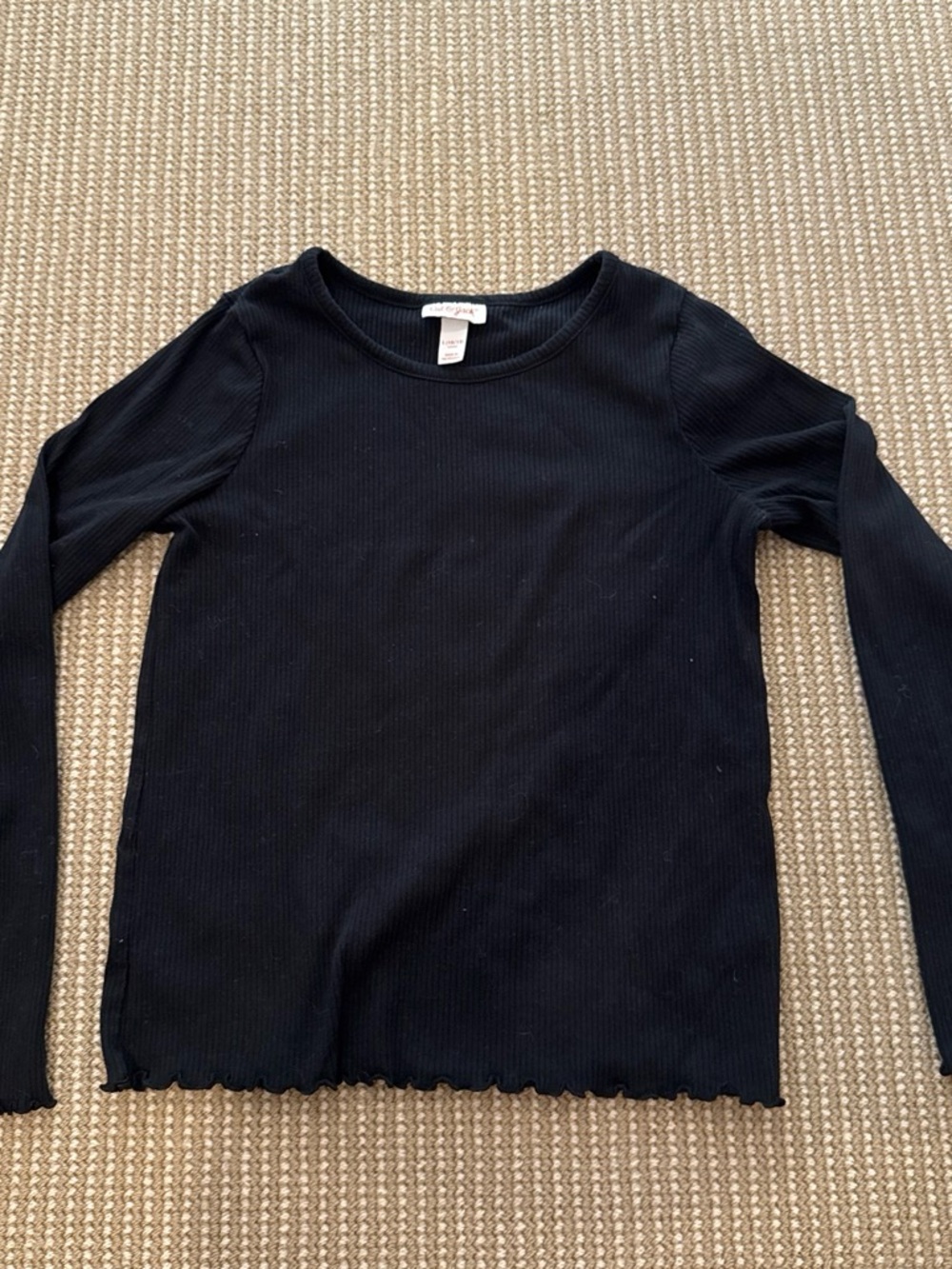 Cat & Jack Black Ribbed Long-Sleeve Scoop Neck Top